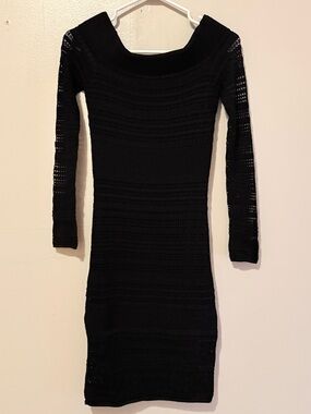 Ever New Black Crochet Midi Dress Off Shoulder